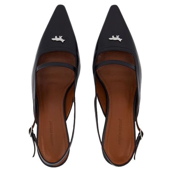 Pointy Sling Back - Maison Kitsune - Leather - Black - Picture 4 of 4